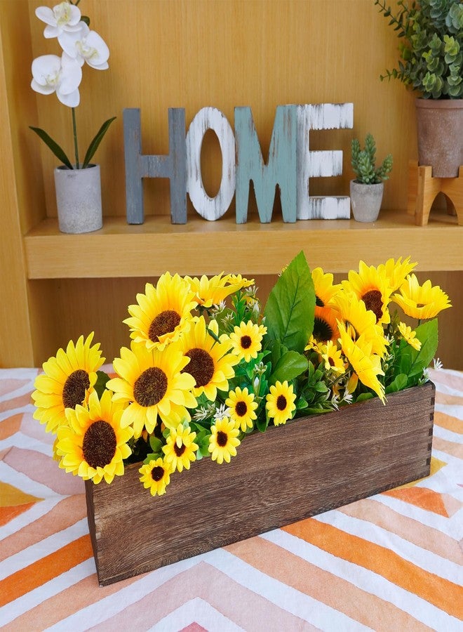 windiy Winlyn Rustic Wooden Planter Box 17.3" L x 3.9" W x 3.9" H Brown Rectangular Planter Decorative Wood Box with Removable Plastic Liner Window Box for Farmhouse Wedding Home Garden Table Centerpiece. - Image 5
